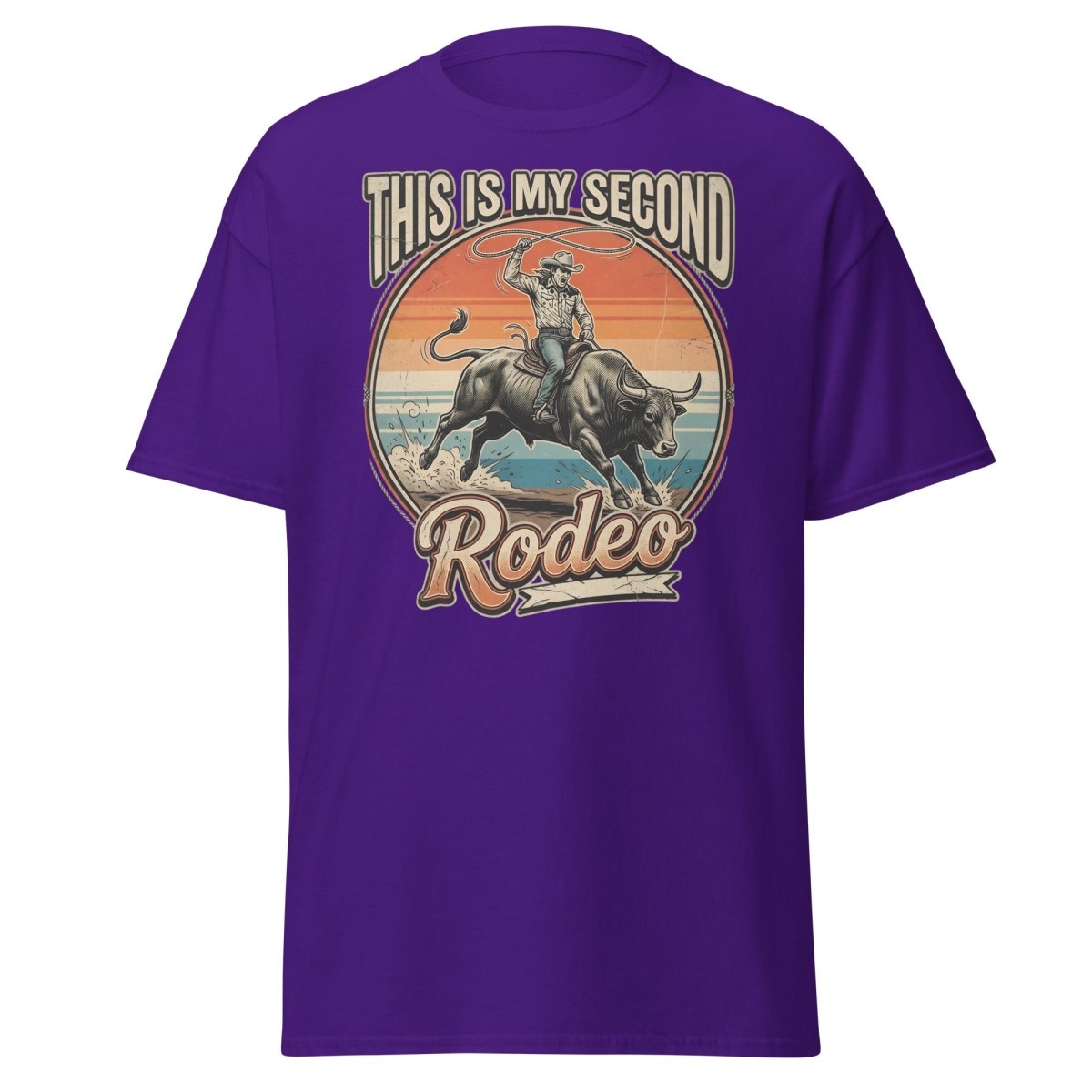 This Is My Second Rodeo T-Shirt - Cowboy Bull Riding Tee - Purple - TeeRipple