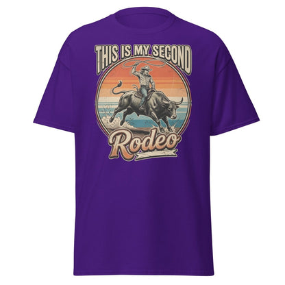 This Is My Second Rodeo T-Shirt - Cowboy Bull Riding Tee - Purple - TeeRipple