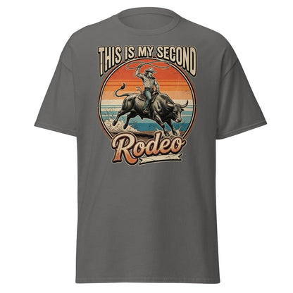 This Is My Second Rodeo T-Shirt - Cowboy Bull Riding Tee - Charcoal - TeeRipple