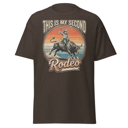 This Is My Second Rodeo T-Shirt - Cowboy Bull Riding Tee - Dark Chocolate - TeeRipple