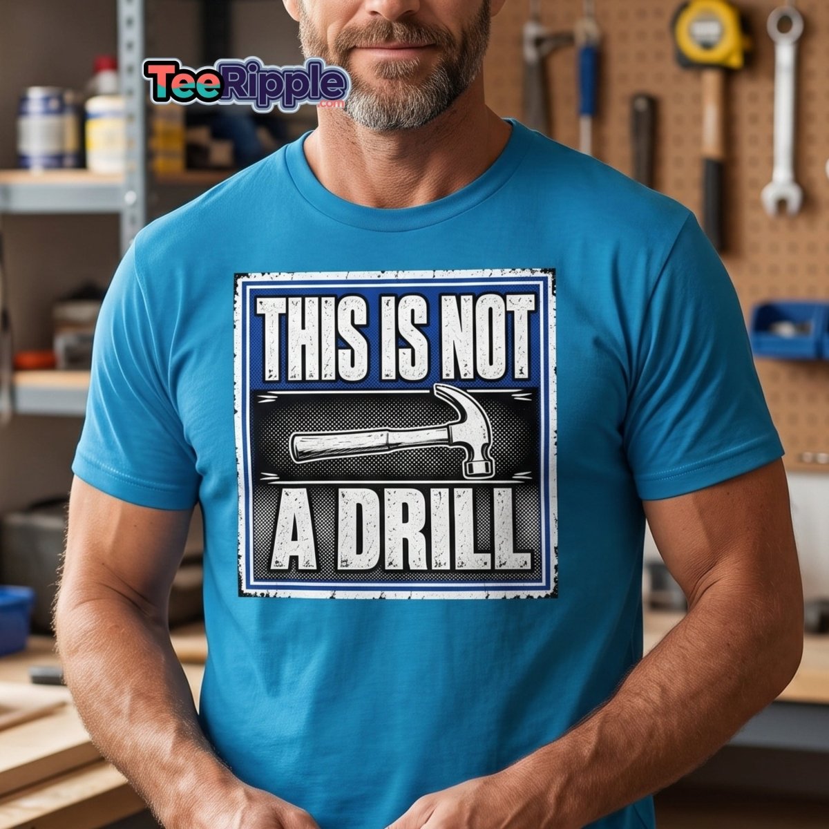 This Is Not A Drill Funny Hammer T-Shirt - Maroon - TeeRipple