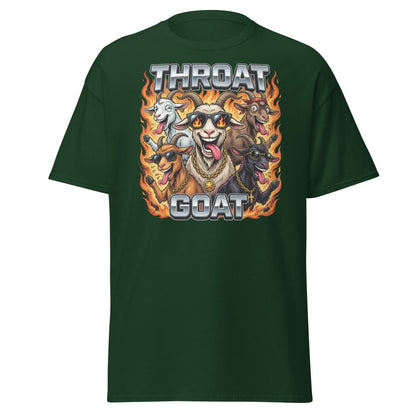 Throat Goat Funny T-Shirt - Cartoon Goat Humor Tee - Forest Green - TeeRipple
