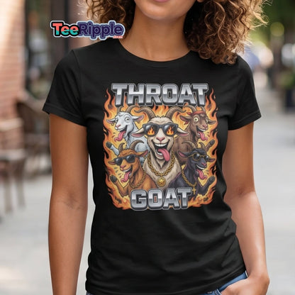 Throat Goat Funny T-Shirt - Cartoon Goat Humor Tee - Maroon - TeeRipple