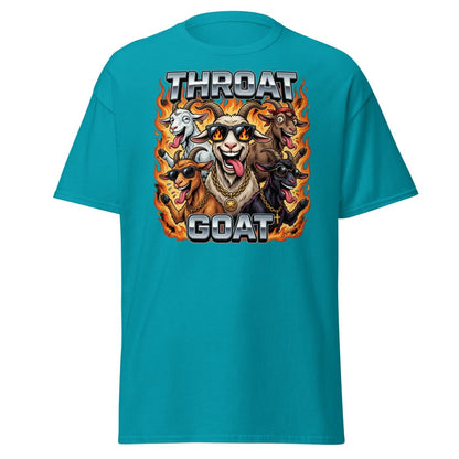 Throat Goat Funny T-Shirt - Cartoon Goat Humor Tee - Tropical Blue - TeeRipple
