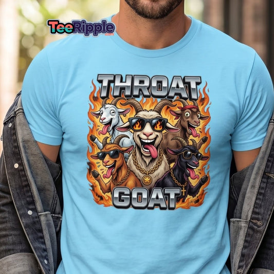 Throat Goat Funny T-Shirt - Cartoon Goat Humor Tee - Maroon - TeeRipple