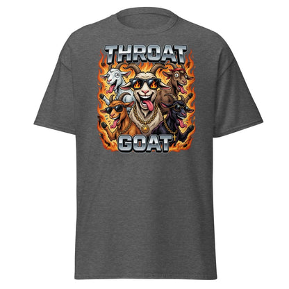 Throat Goat Funny T-Shirt - Cartoon Goat Humor Tee - Dark Heather - TeeRipple