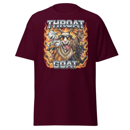 Throat Goat Funny T-Shirt - Cartoon Goat Humor Tee - Maroon - TeeRipple