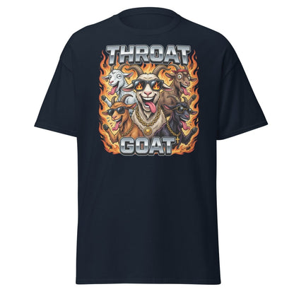 Throat Goat Funny T-Shirt - Cartoon Goat Humor Tee - Navy - TeeRipple