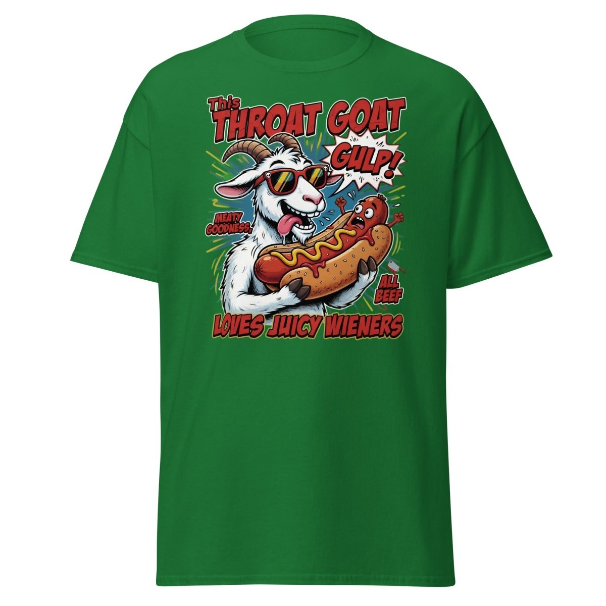 Throat Goat T-Shirt – Funny Hot Dog Adult Humor Tee - Turf Green - TeeRipple
