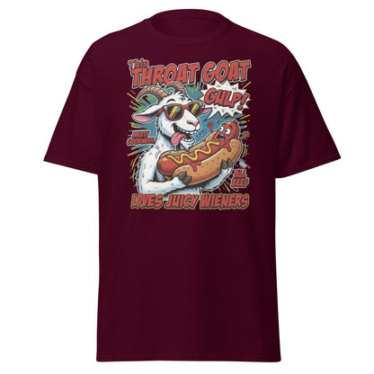 Throat Goat T-Shirt – Funny Hot Dog Adult Humor Tee - Maroon - TeeRipple