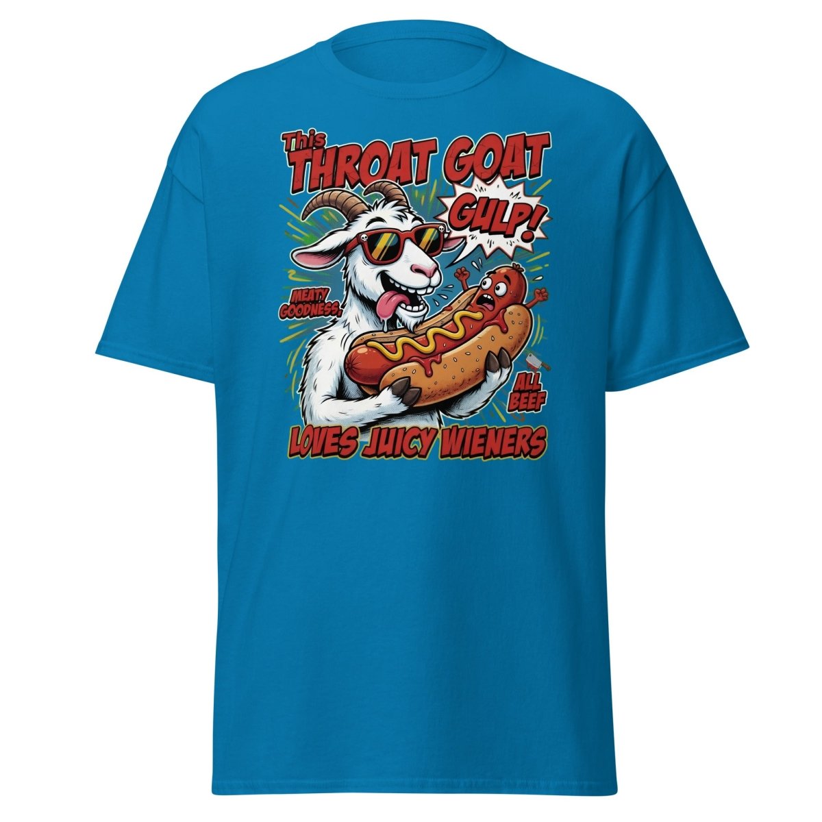 Throat Goat T-Shirt – Funny Hot Dog Adult Humor Tee - Sapphire - TeeRipple