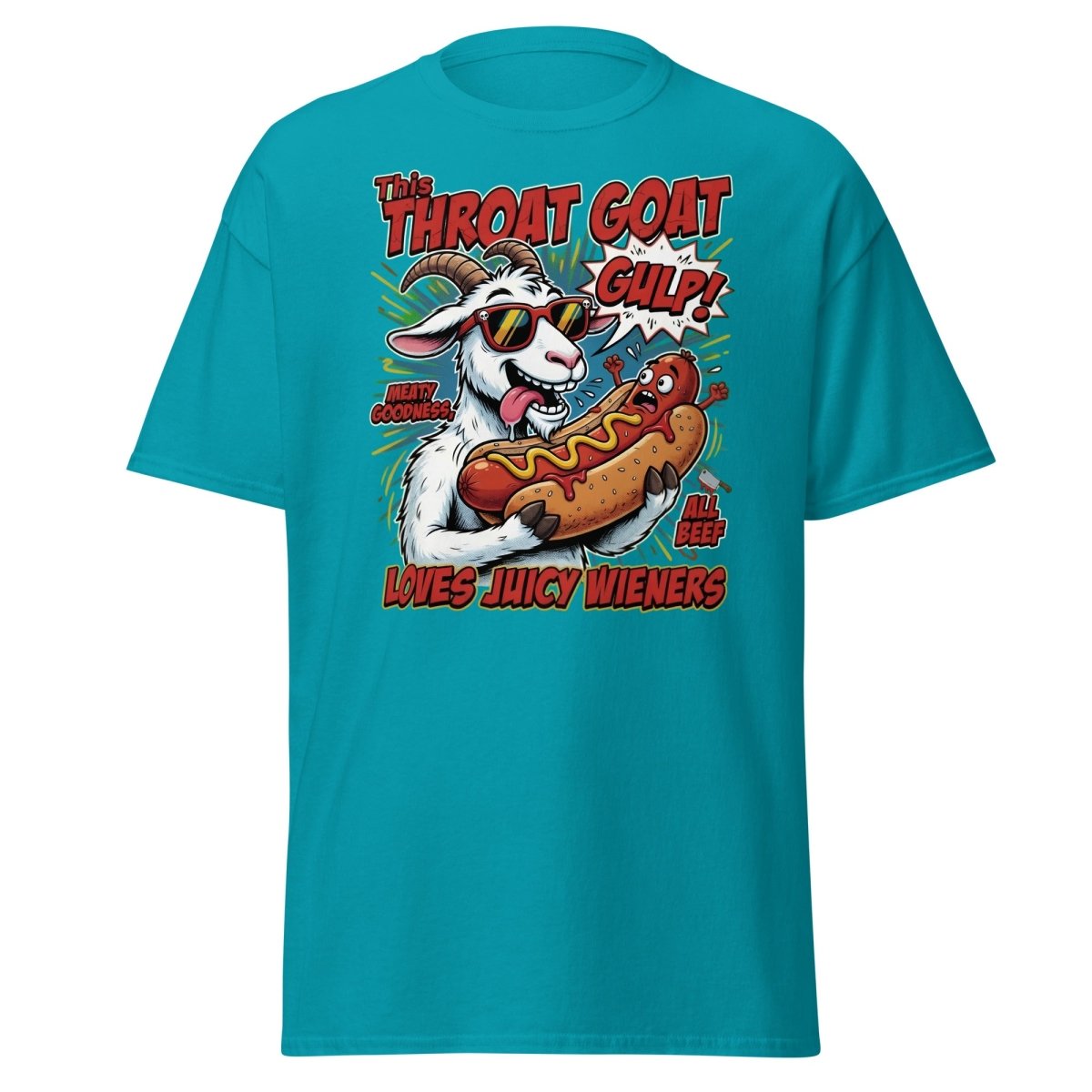 Throat Goat T-Shirt – Funny Hot Dog Adult Humor Tee - Tropical Blue - TeeRipple