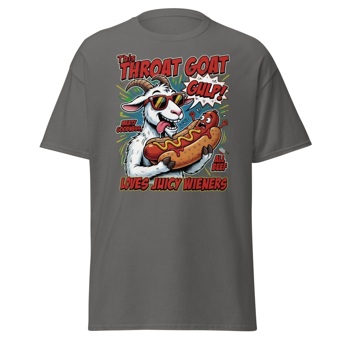 Throat Goat T-Shirt – Funny Hot Dog Adult Humor Tee - Charcoal - TeeRipple