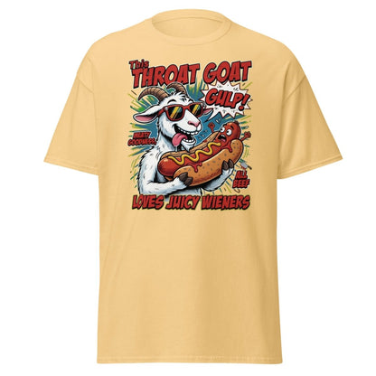 Throat Goat T-Shirt – Funny Hot Dog Adult Humor Tee - Yellow Haze - TeeRipple
