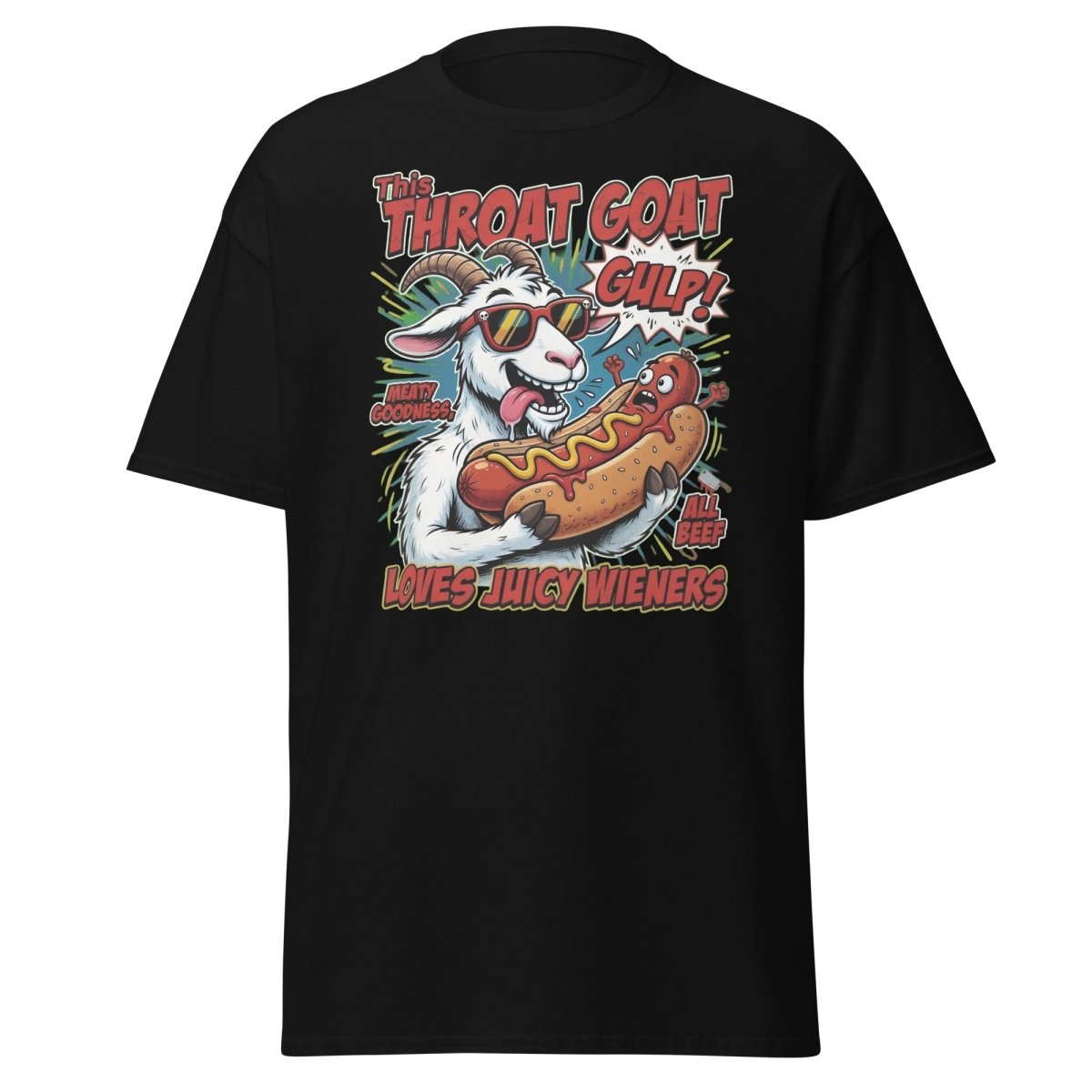 Throat Goat T-Shirt – Funny Hot Dog Adult Humor Tee - Black - TeeRipple
