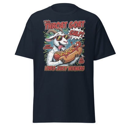Throat Goat T-Shirt – Funny Hot Dog Adult Humor Tee - Navy - TeeRipple
