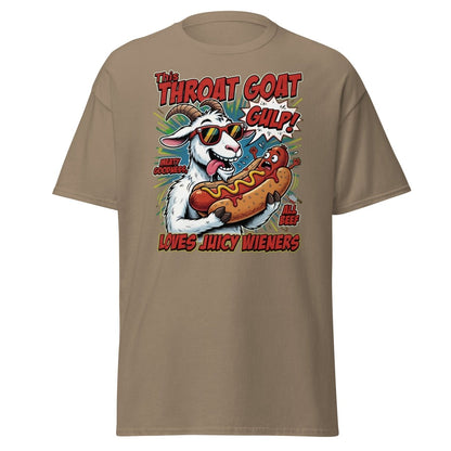 Throat Goat T-Shirt – Funny Hot Dog Adult Humor Tee - Brown Savana - TeeRipple