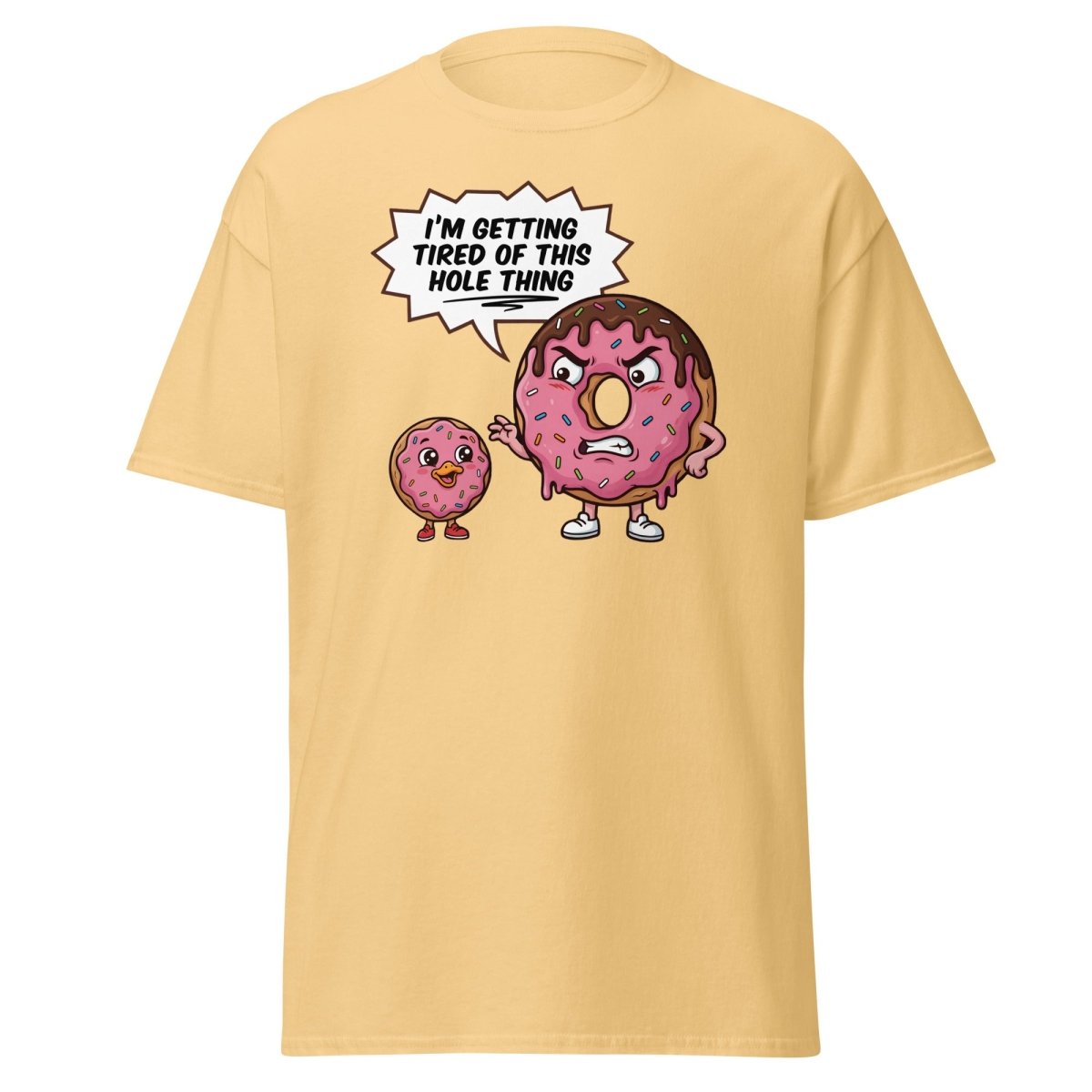 Tired of This Hole Thing Funny Donut Pun T-Shirt - Yellow Haze - TeeRipple
