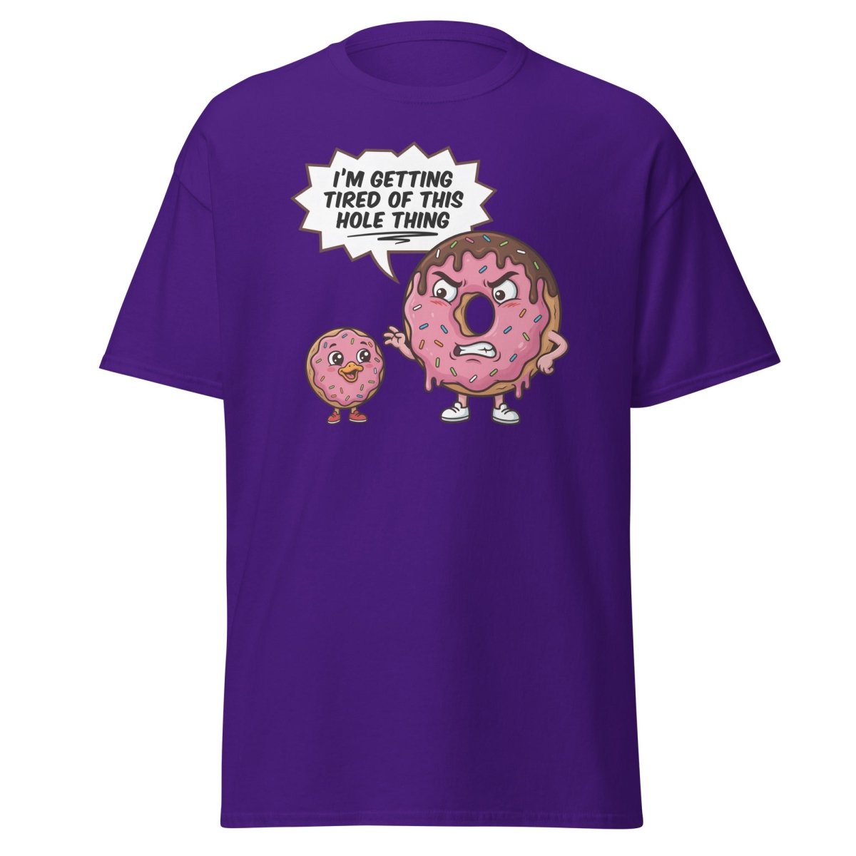 Tired of This Hole Thing Funny Donut Pun T-Shirt - Purple - TeeRipple