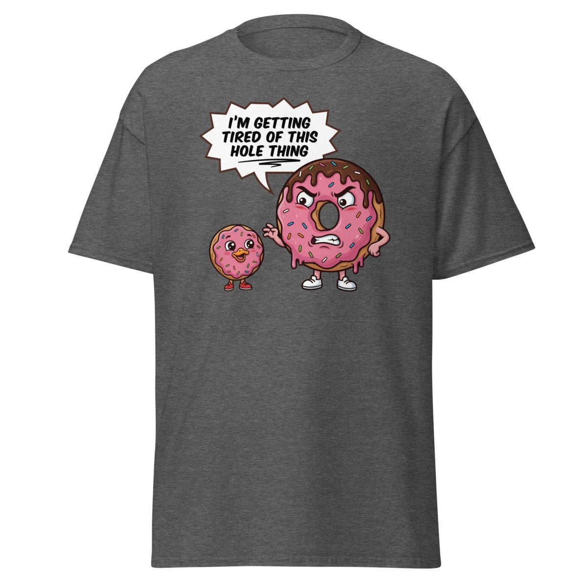 Tired of This Hole Thing Funny Donut Pun T-Shirt - Dark Heather - TeeRipple