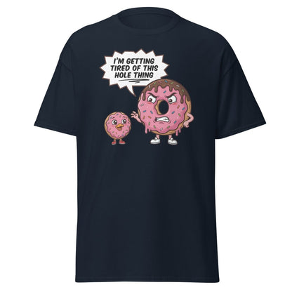 Tired of This Hole Thing Funny Donut Pun T-Shirt - Navy - TeeRipple