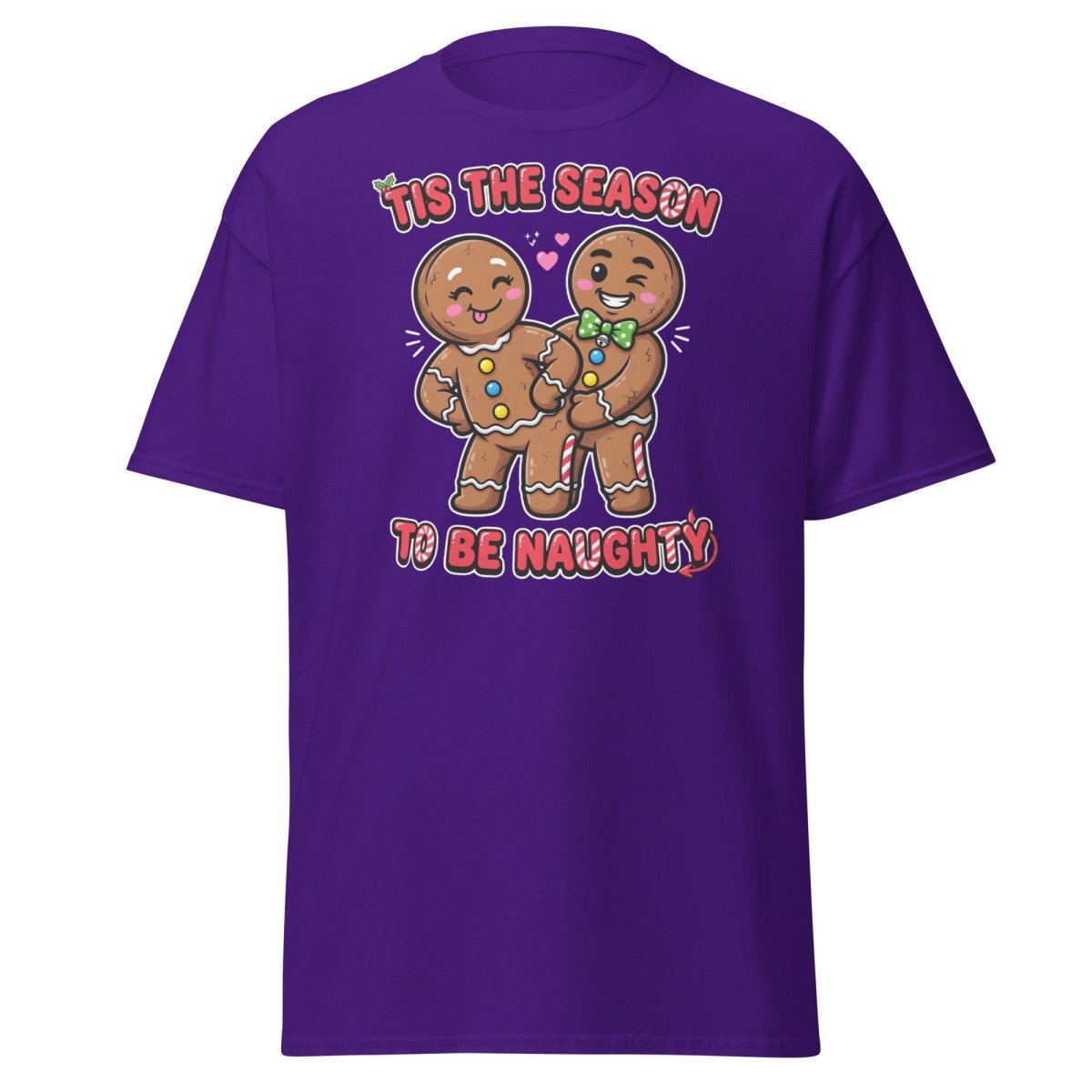 Tis The Season To Be Naughty Gingerbread T-Shirt - Purple - TeeRipple