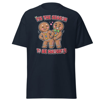 Tis The Season To Be Naughty Gingerbread T-Shirt - Navy - TeeRipple