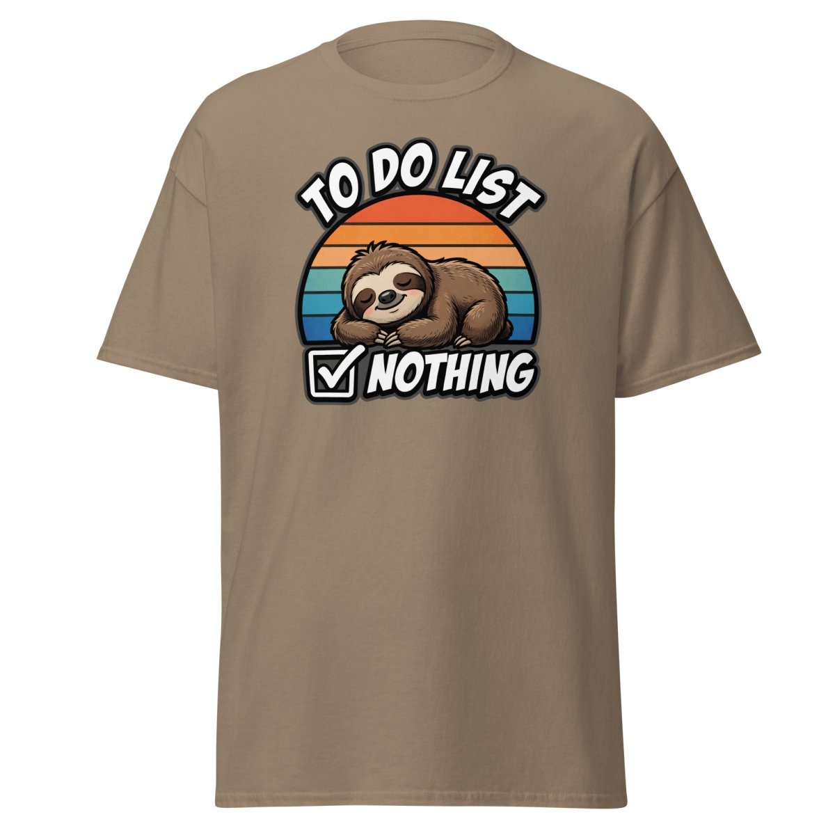 To Do List Nothing Sloth T-Shirt | Funny Lazy Humor Tee - Brown Savana - TeeRipple