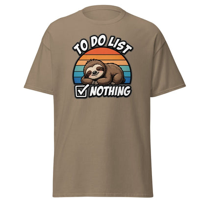 To Do List Nothing Sloth T-Shirt | Funny Lazy Humor Tee - Brown Savana - TeeRipple