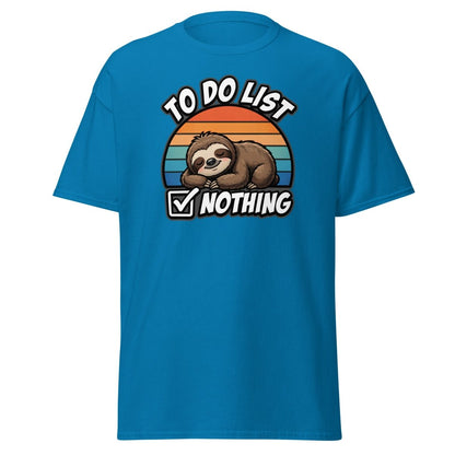 To Do List Nothing Sloth T-Shirt | Funny Lazy Humor Tee - Sapphire - TeeRipple