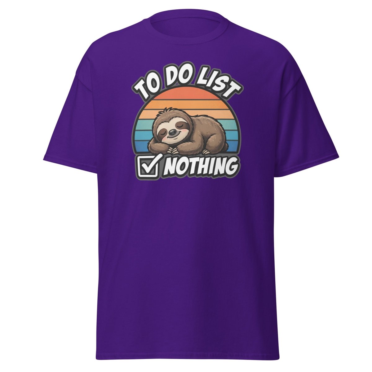 To Do List Nothing Sloth T-Shirt | Funny Lazy Humor Tee - Purple - TeeRipple
