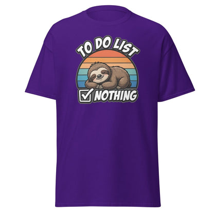 To Do List Nothing Sloth T-Shirt | Funny Lazy Humor Tee - Purple - TeeRipple