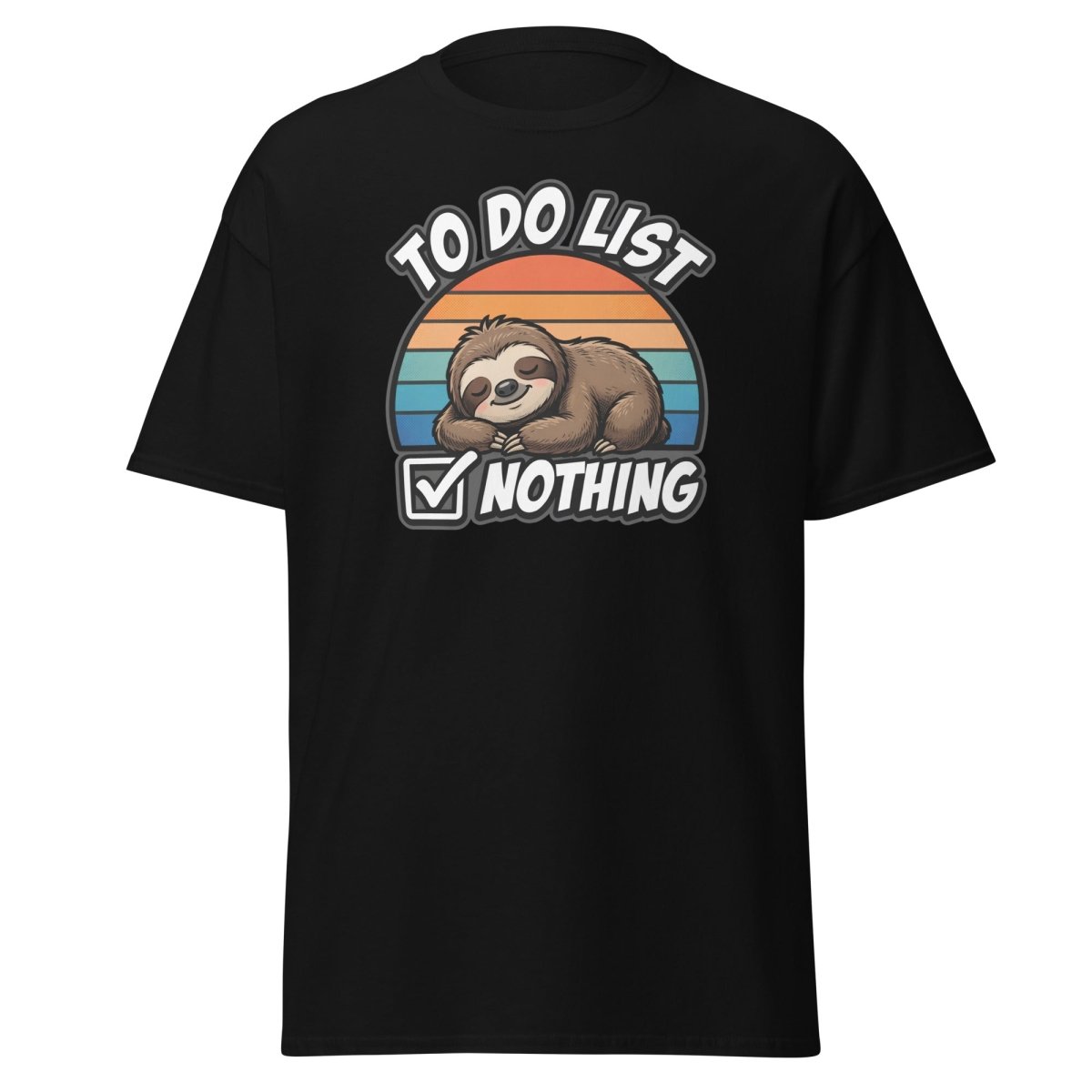 To Do List Nothing Sloth T-Shirt | Funny Lazy Humor Tee - Black - TeeRipple