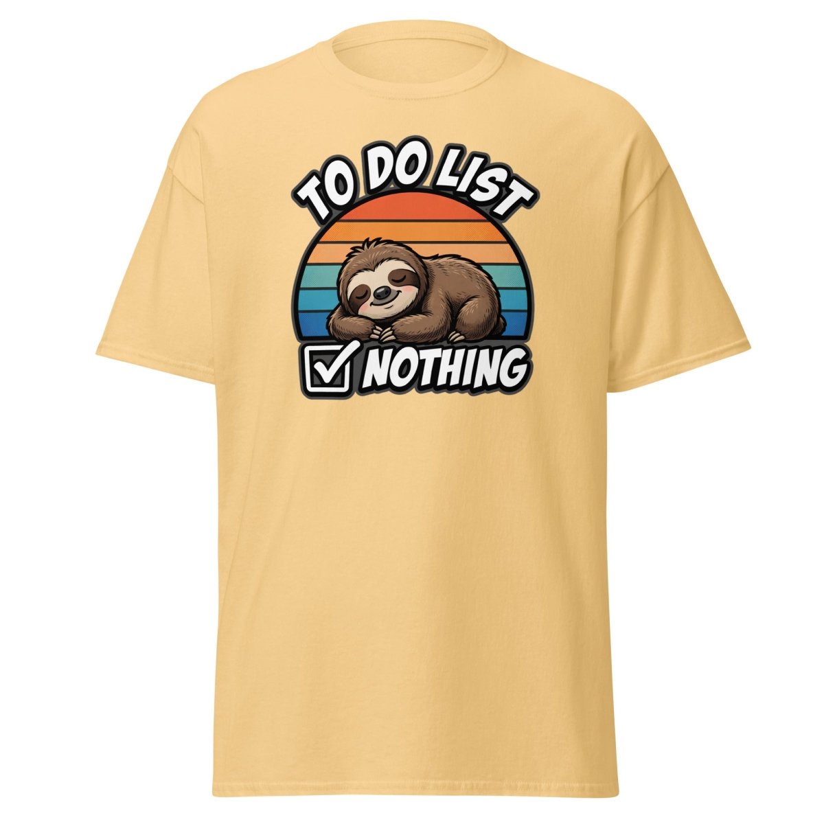 To Do List Nothing Sloth T-Shirt | Funny Lazy Humor Tee - Yellow Haze - TeeRipple