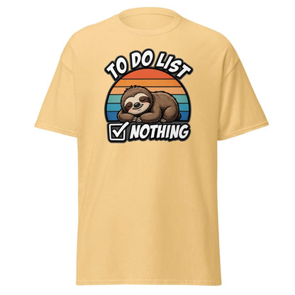 To Do List Nothing Sloth T-Shirt | Funny Lazy Humor Tee - Yellow Haze - TeeRipple