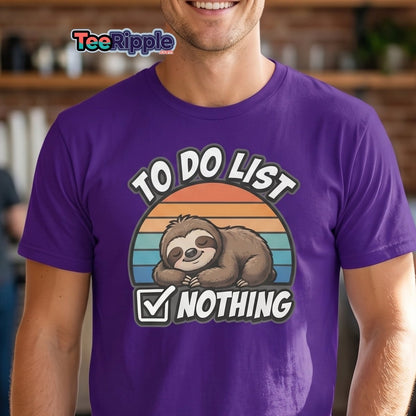 To Do List Nothing Sloth T-Shirt | Funny Lazy Humor Tee - Maroon - TeeRipple