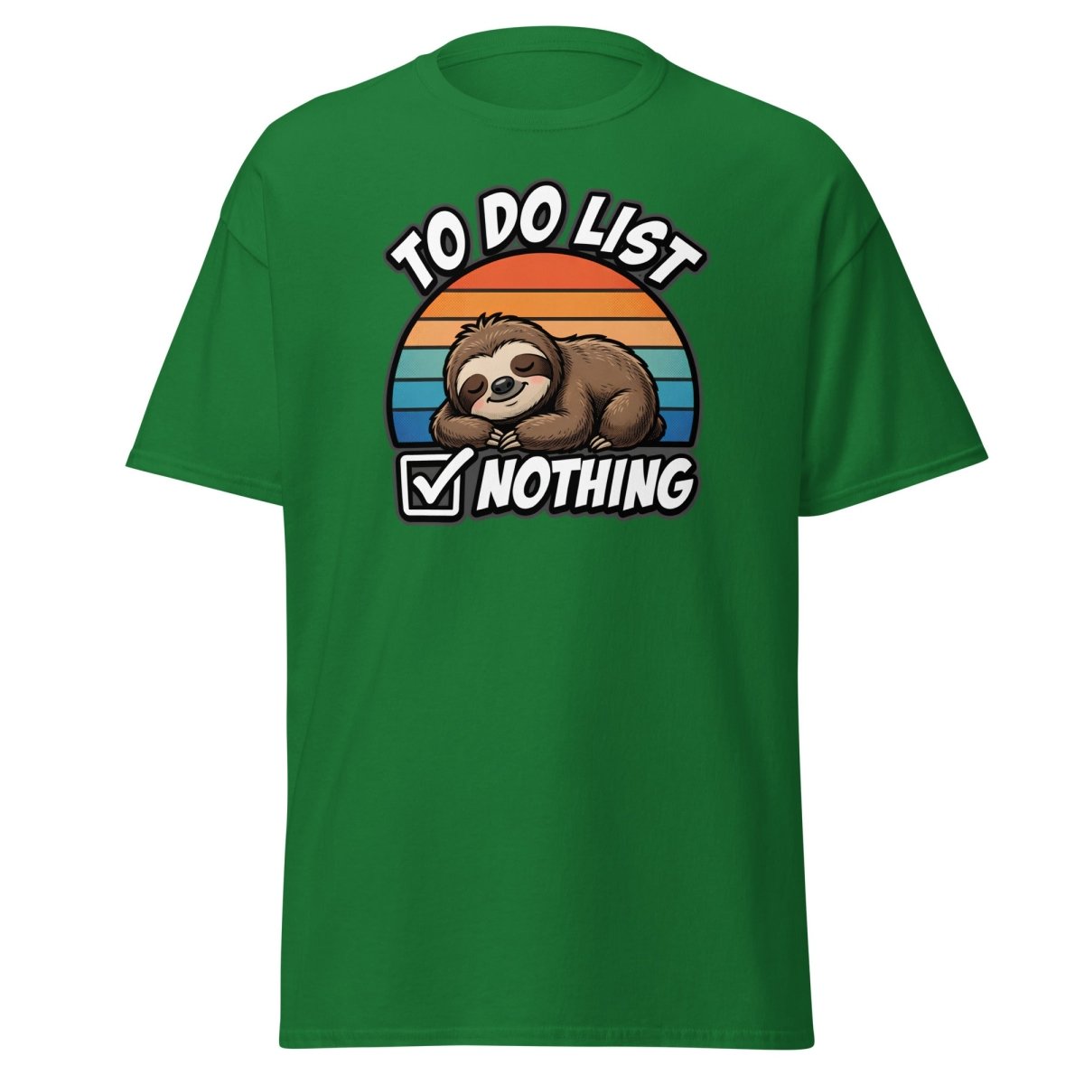 To Do List Nothing Sloth T-Shirt | Funny Lazy Humor Tee - Turf Green - TeeRipple