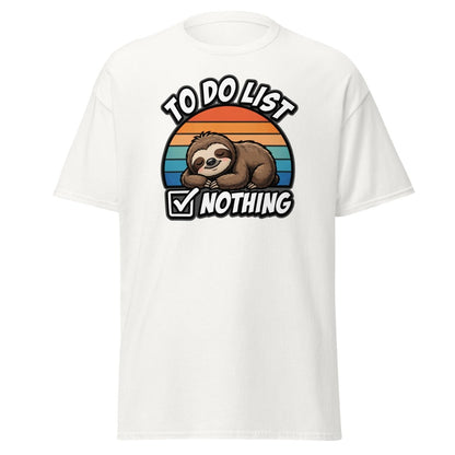 To Do List Nothing Sloth T-Shirt | Funny Lazy Humor Tee - White - TeeRipple