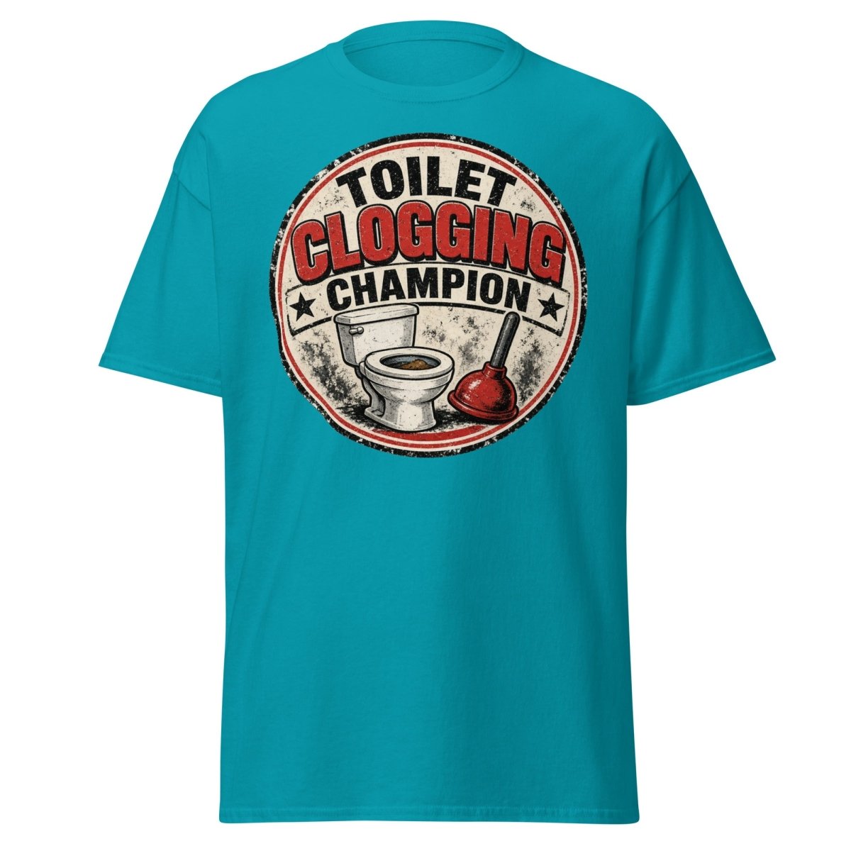 Toilet Clogging Champion Funny Tee - Tropical Blue - TeeRipple