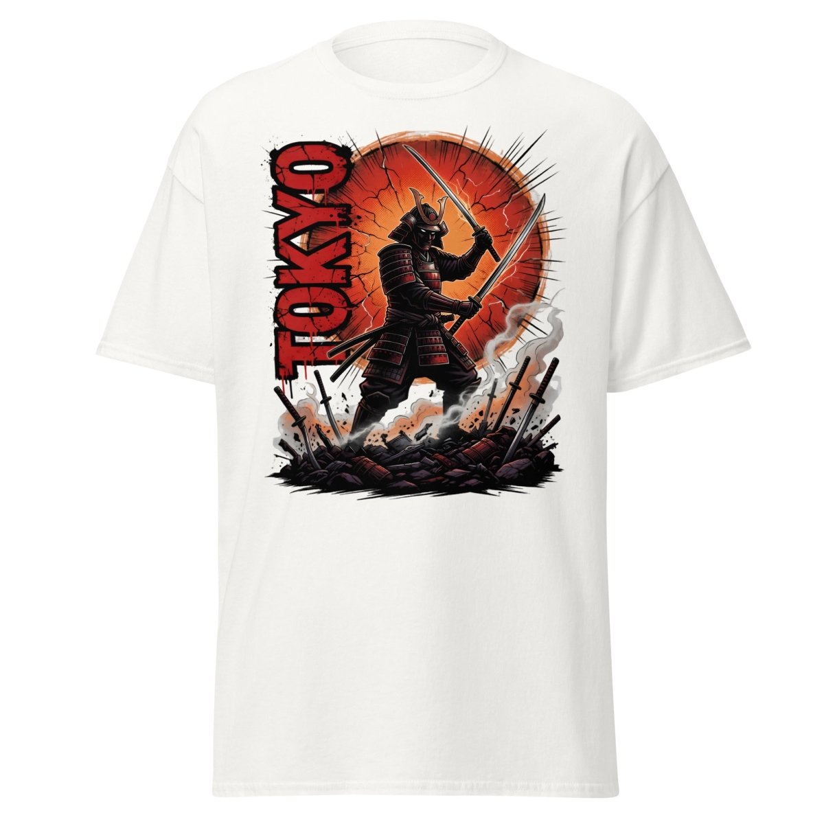 Tokyo Samurai Warrior T-Shirt - Epic Japanese Graphic Tee - White - TeeRipple