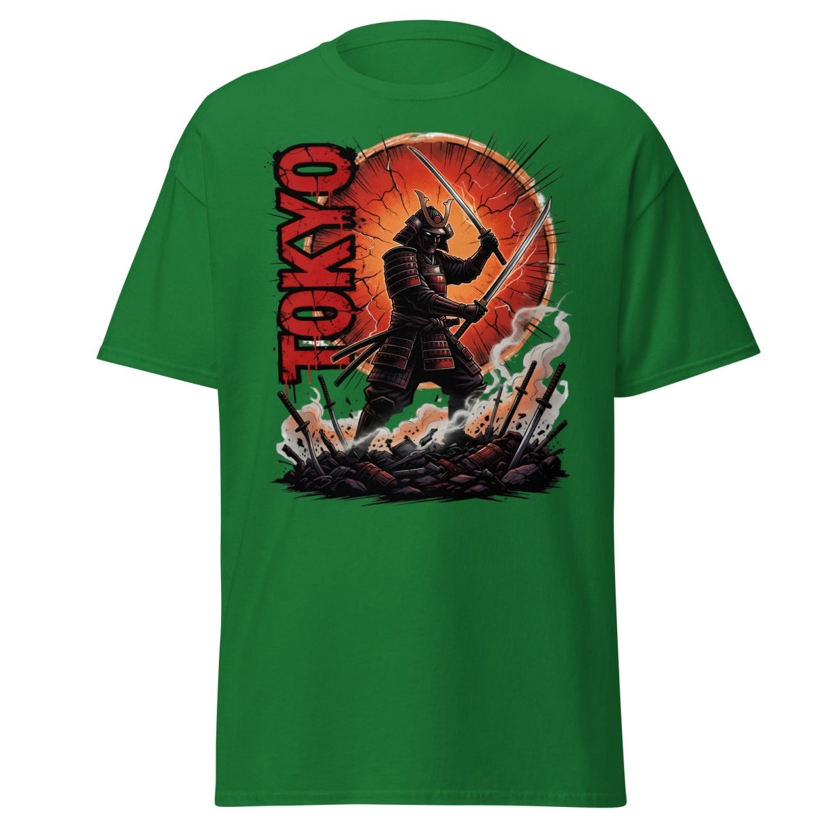 Tokyo Samurai Warrior T-Shirt - Epic Japanese Graphic Tee - Turf Green - TeeRipple