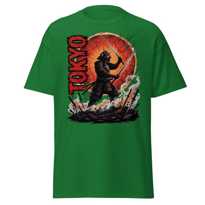 Tokyo Samurai Warrior T-Shirt - Epic Japanese Graphic Tee - Turf Green - TeeRipple
