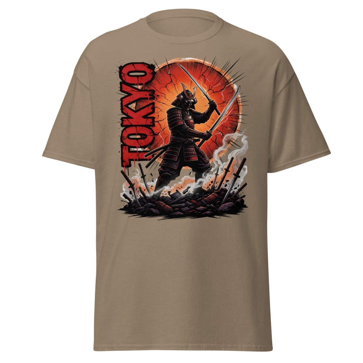 Tokyo Samurai Warrior T-Shirt - Epic Japanese Graphic Tee - Brown Savana - TeeRipple