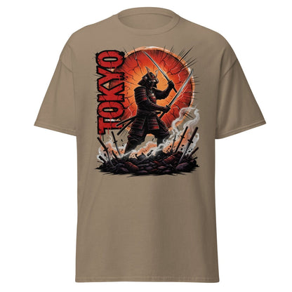 Tokyo Samurai Warrior T-Shirt - Epic Japanese Graphic Tee - Brown Savana - TeeRipple