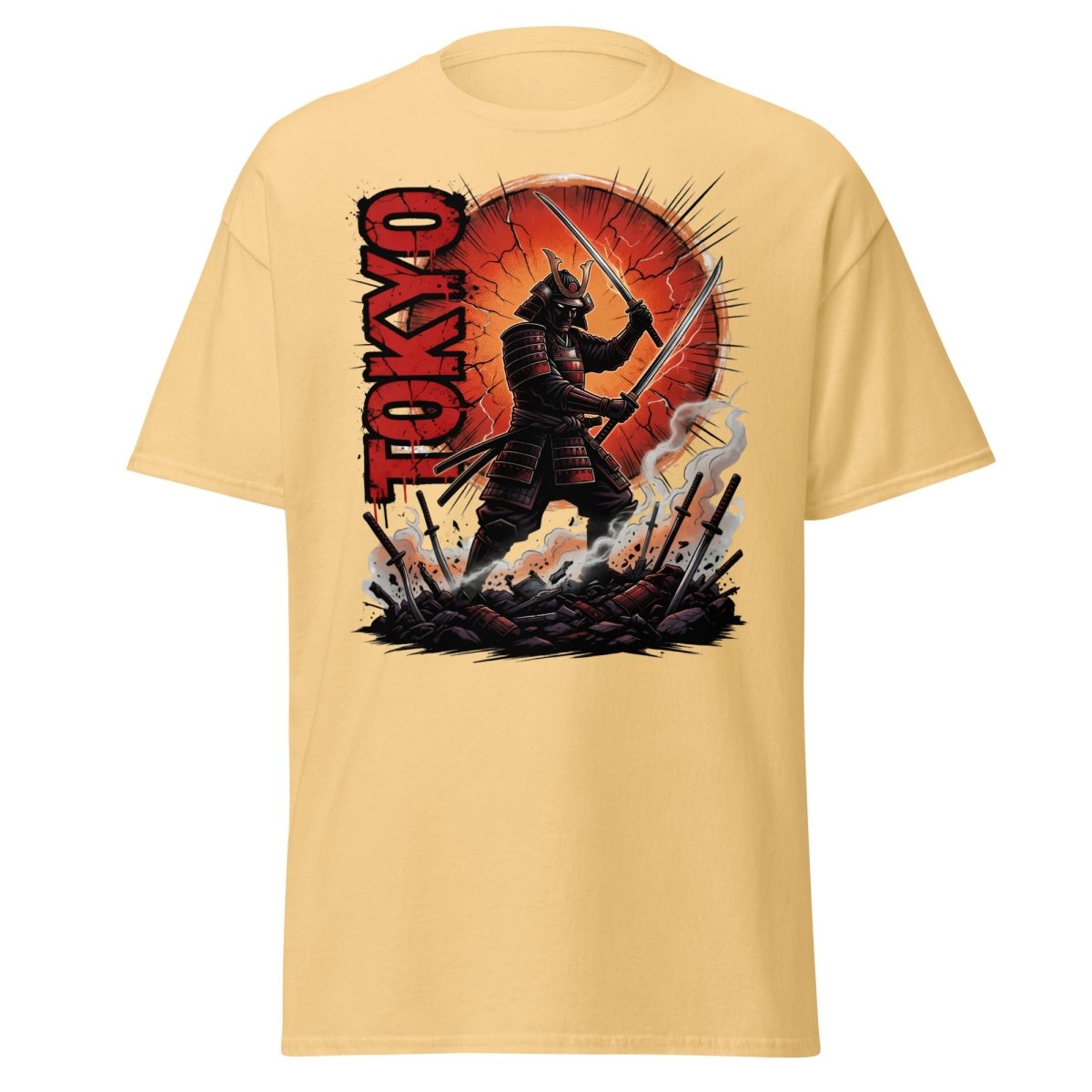 Tokyo Samurai Warrior T-Shirt - Epic Japanese Graphic Tee - Yellow Haze - TeeRipple