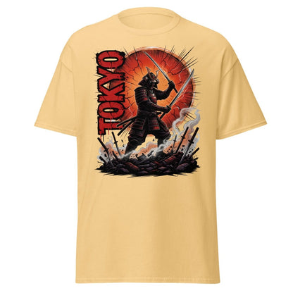 Tokyo Samurai Warrior T-Shirt - Epic Japanese Graphic Tee - Yellow Haze - TeeRipple