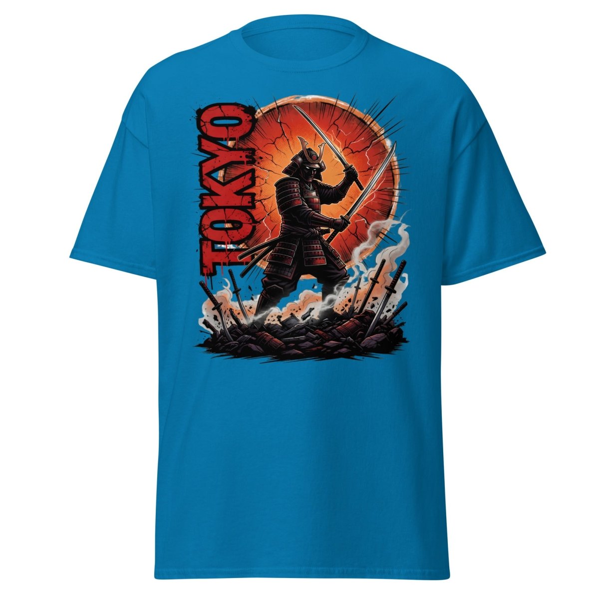 Tokyo Samurai Warrior T-Shirt - Epic Japanese Graphic Tee - Sapphire - TeeRipple