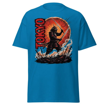 Tokyo Samurai Warrior T-Shirt - Epic Japanese Graphic Tee - Sapphire - TeeRipple