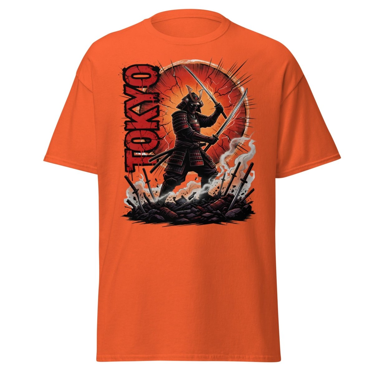 Tokyo Samurai Warrior T-Shirt - Epic Japanese Graphic Tee - Orange - TeeRipple