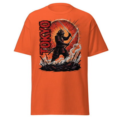 Tokyo Samurai Warrior T-Shirt - Epic Japanese Graphic Tee - Orange - TeeRipple
